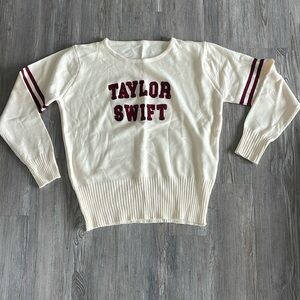 Taylor Swift Cream and Maroon Sweater